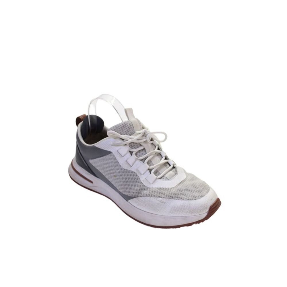 Loro Piana Mens Leather Mesh Colorblock Sneakers Gray White Size 10